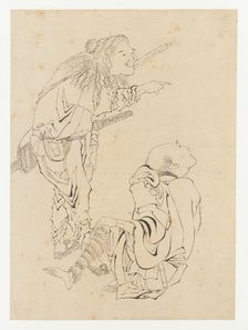 Two hunters, Edo period, 19th century. Creator: Hokusai
