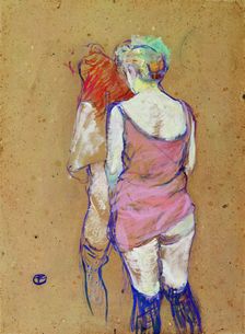 Two Half-Naked Women Seen from behind