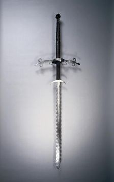 Two-Handed Sword with Flamboyant Blade, 1550-1600. Creator: Unknown