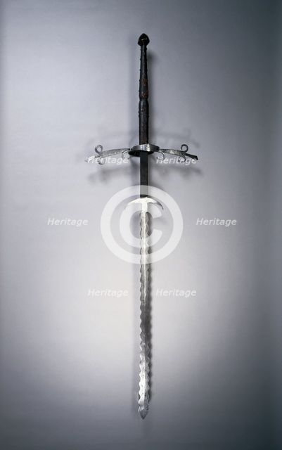 Two-Handed Sword with Flamboyant Blade, 1550-1600. Creator: Unknown.
