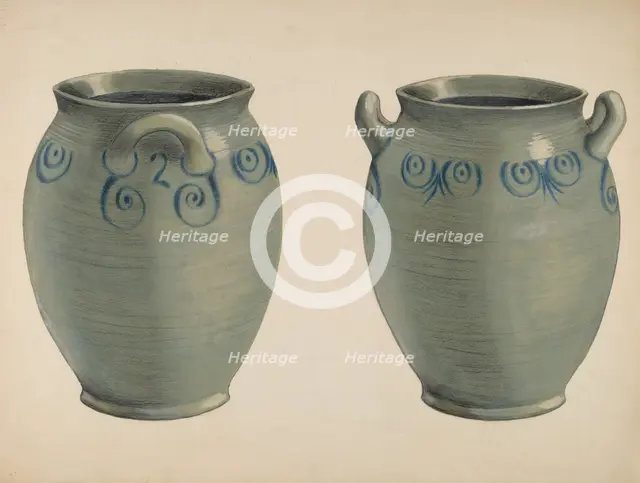 Two-Handled Crock, c. 1936. Creator: Fred Weiss.