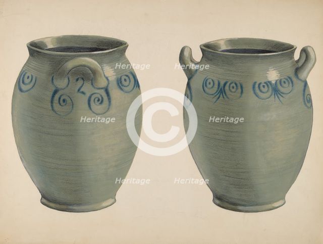 Two-Handled Crock, c. 1936. Creator: Fred Weiss.