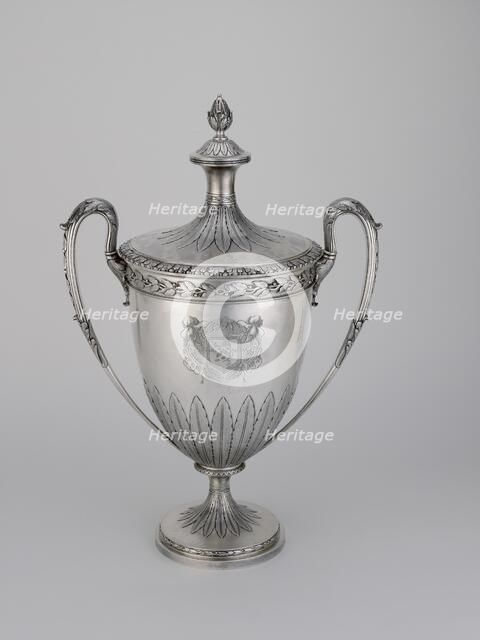 Two-handled cup and cover in Adam style, 1793-1794. Artist: Robert Sharp.