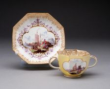 Two-handled Cup and Saucer, Meissen, c. 1735. Creator: Meissen Porcelain