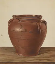 Two Handled Jar - Stoneware, c. 1939. Creator: Philip Smith