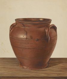 Two Handled Jar - Stoneware, c. 1939. Creator: Philip Smith