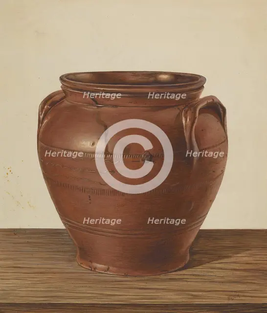 Two Handled Jar - Stoneware, c. 1939. Creator: Philip Smith.