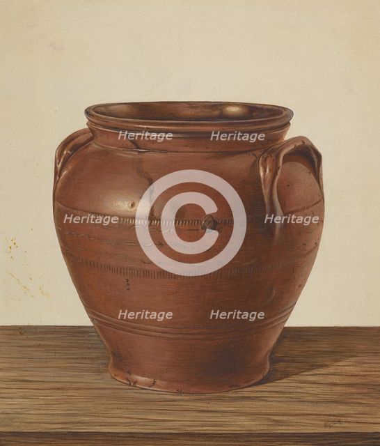 Two Handled Jar - Stoneware, c. 1939. Creator: Philip Smith.