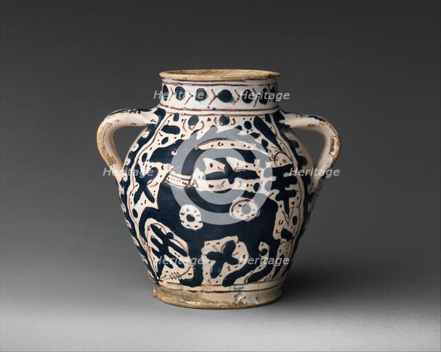 Two-Handled Jar with Stag, Italian, early 1400s. Creator: Unknown.