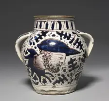 Two-Handled "Oak Leaf" Drug Jar with Male and Female Portraits , 1431. Creator: Giunta di Tugio (Italian, c. 1382-1450), workshop of