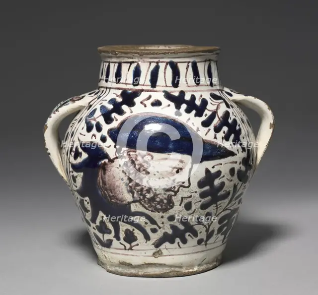 Two-Handled "Oak Leaf" Drug Jar with Male and Female Portraits , 1431. Creator: Giunta di Tugio (Italian, c. 1382-1450), workshop of.