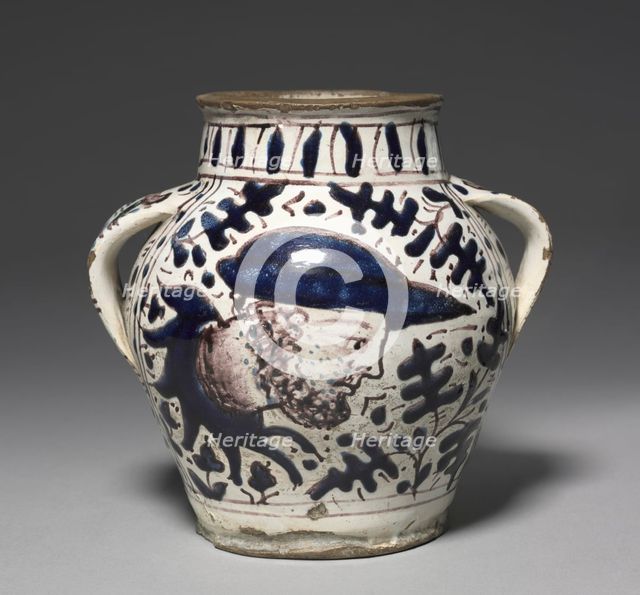 Two-Handled "Oak Leaf" Drug Jar with Male and Female Portraits , 1431. Creator: Giunta di Tugio (Italian, c. 1382-1450), workshop of.