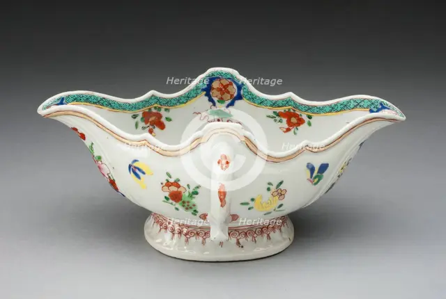 Two-Handled Sauceboat, China, c. 1750. Creator: Jingdezhen Porcelain.