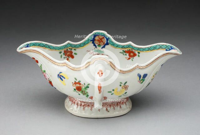 Two-Handled Sauceboat, China, c. 1750. Creator: Jingdezhen Porcelain.