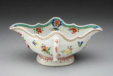 Two-Handled Sauceboat, China, c. 1750. Creator: Jingdezhen Porcelain