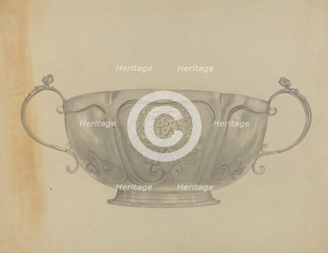 Two Handled Silver Bowl, c. 1936. Creator: Isidore Steinberg.