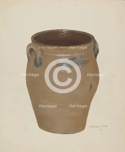Two Handled Preserve Crock, 1936. Creator: Jerome Hoxie.