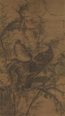 Two hawks in a thicket, mid- 15th century. Creator: Lin Liang