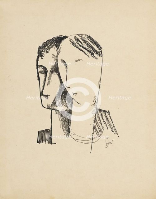 Two heads, 1928-1929. Creator: Mikulas Galanda.