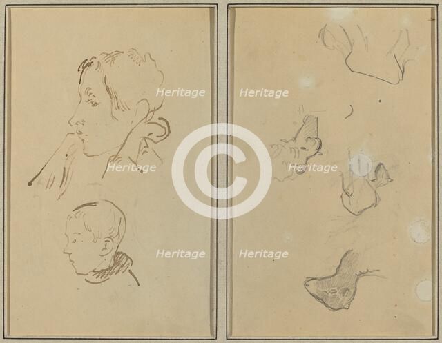 Two Heads; Studies of Sheep [recto], 1884-1888. Creator: Paul Gauguin.