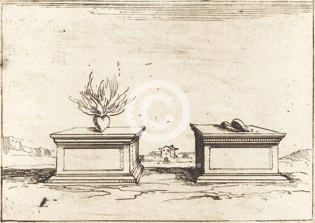 Two Hearts, 1628. Creator: Jacques Callot.