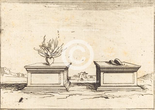 Two Hearts, 1628. Creator: Jacques Callot.