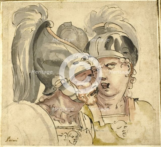 Two Helmeted Soldiers Conversing, n.d. Creator: Giuseppe Passeri.