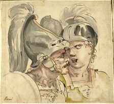 Two Helmeted Soldiers Conversing, n.d. Creator: Giuseppe Passeri
