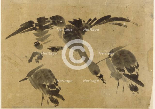 Two herons and a goose, Edo period, 1573-1615. Creator: Unknown.
