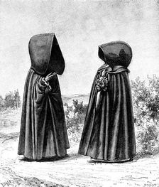 Two hooded women from Faial, Portugal, and San Miguel, Spain, c1900s