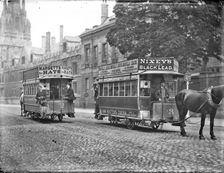 Two horse-drawn trams, High Street, Oxford, Oxfordshire, c1905. Artist: Henry Taunt