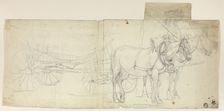 Two Horse Team with Driver, Pulling Carriage (recto), n.d. Creator: David Teniers II