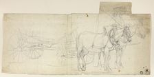 Two Horse Team with Driver, Pulling Carriage (recto), n.d. Creator: David Teniers II