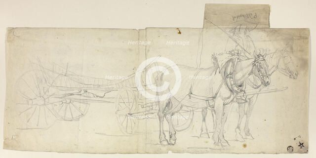 Two Horse Team with Driver, Pulling Carriage (recto), n.d. Creator: David Teniers II.
