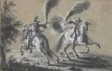 Two Horsemen Shooting at Each Other, 1600-1677. Creator: Heinrich Werdmuller