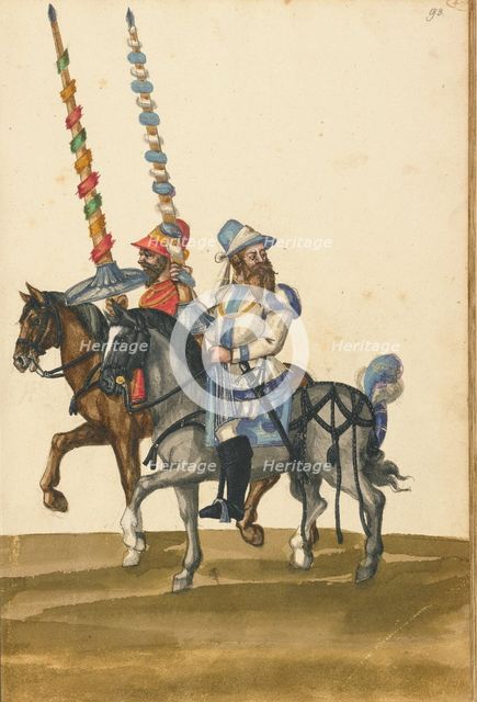 Two Horsemen with Lances, about 1560-1570. Creator: Unknown.