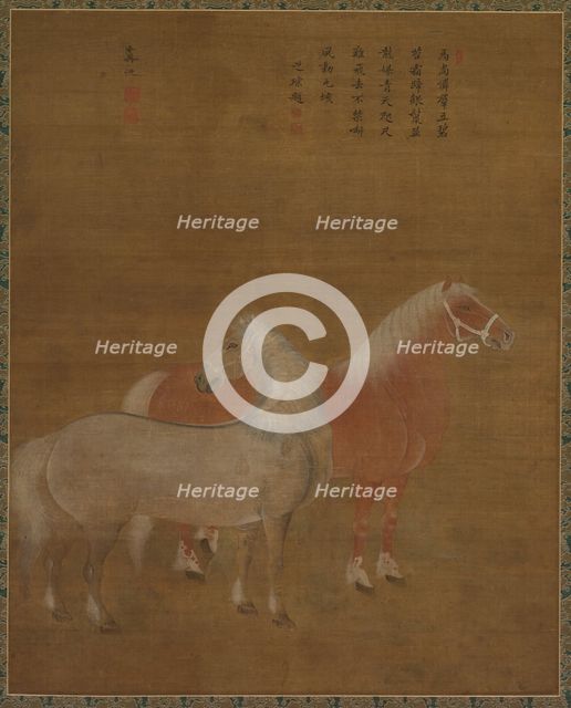 Two Horses, 1644-1911. Creator: Yu Yuan (Chinese, active 1700s), attributed to.