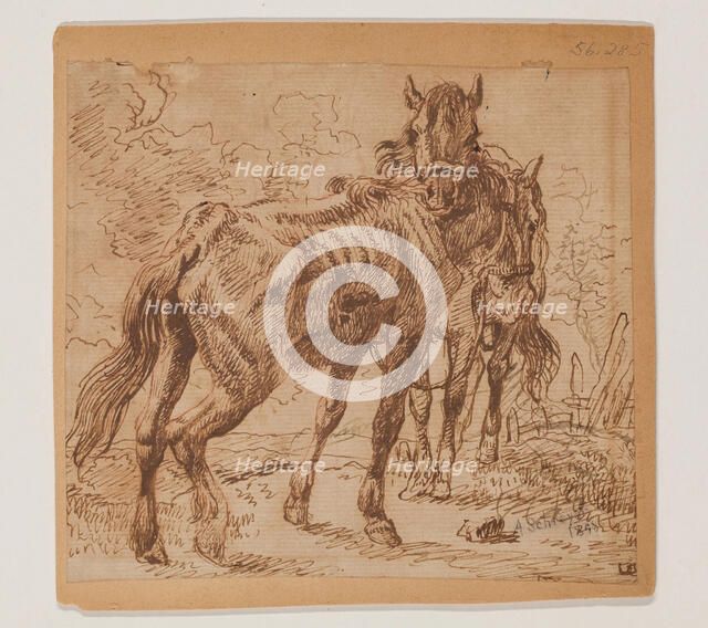 Two Horses, 1898. Creator: Christian Adolf Schreyer.