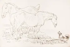 Two Horses and A Dog, 1825-1839. Creator: James Howe