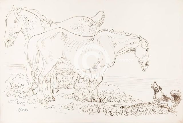 Two Horses and A Dog, 1825-1839. Creator: James Howe.