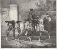 Two Horses Exercised by a Jockey, 1822. Creator: Theodore Gericault