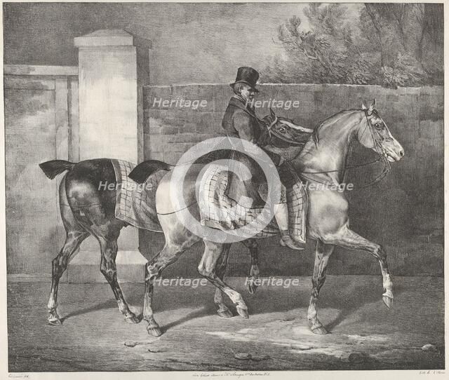 Two Horses Exercised by a Jockey, 1822. Creator: Theodore Gericault.