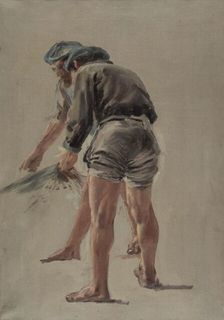 Two Italian fishermen, rehearsal for the painting Seining on the Coast of Corsica, 1886. Creator: Aukusti Uotila