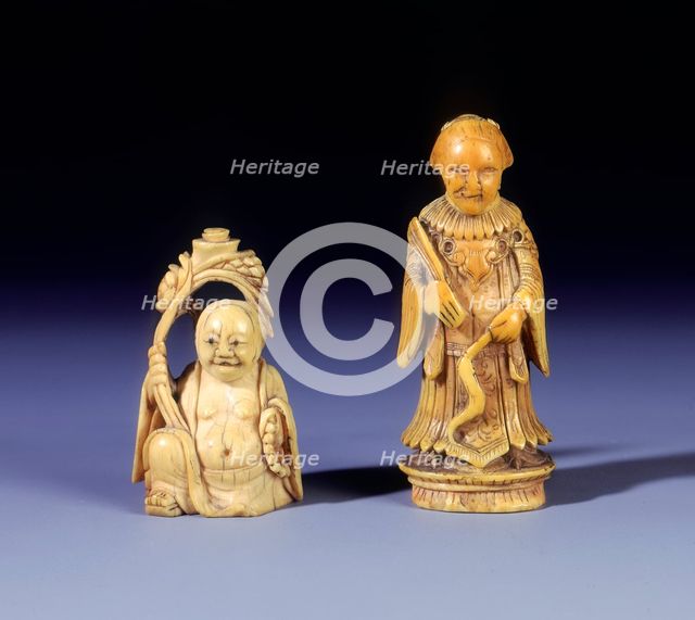 Two ivory figures, early Qing dynasty, China, 1644-1750. Creator: Unknown.