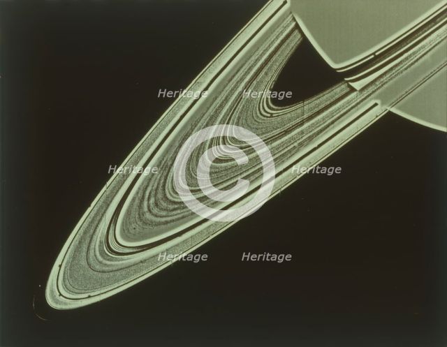 Two-image mosaic of Saturn's Rings, seen from Voyager 1 spacecraft, 1980. Creator: NASA.