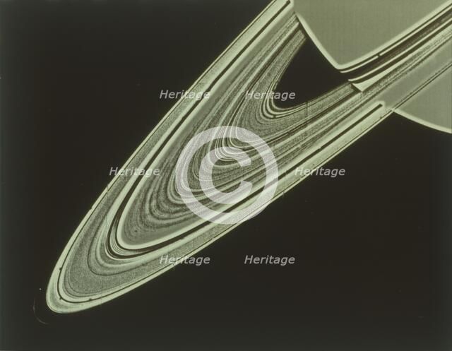 Two-image mosaic of Saturn's Rings, seen from Voyager 1 spacecraft, 1980. Creator: NASA.