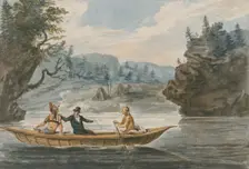 Two Indians and a White Man in a Canoe, 1811-ca. 1813. Creator: Pavel Petrovic Svin'in
