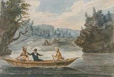 Two Indians and a White Man in a Canoe, 1811-ca. 1813. Creator: Pavel Petrovic Svin'in