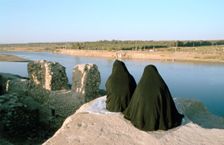 Two Iraqi women at Bash Tapia Castle, Mosul, Iraq, 1977. Creator: Vivienne Sharp