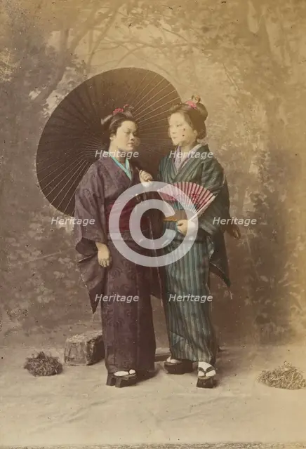 Two Japanese women, 1868-1880. Creator: Felice Beato.